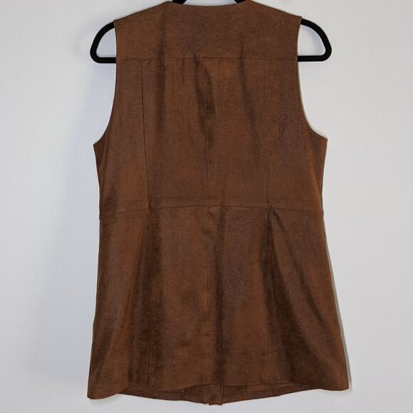 Chico's faux suede vest brown size small 4 - Picture 4 of 11